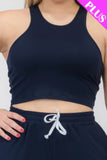 CAPELLA APPAREL Plus Size Crop Tank Top & Ruched Pants Set