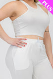 CAPELLA APPAREL Plus Size Crop Tank Top & Ruched Pants Set