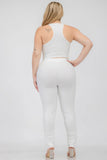 CAPELLA APPAREL Plus Size Crop Tank Top & Ruched Pants Set