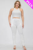 CAPELLA APPAREL Plus Size Crop Tank Top & Ruched Pants Set