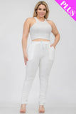 CAPELLA APPAREL Plus Size Crop Tank Top & Ruched Pants Set