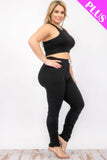 CAPELLA APPAREL Plus Size Crop Tank Top & Ruched Pants Set