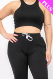 CAPELLA APPAREL Plus Size Crop Tank Top & Ruched Pants Set