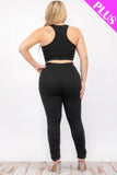 CAPELLA APPAREL Plus Size Crop Tank Top & Ruched Pants Set