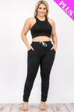 CAPELLA APPAREL Plus Size Crop Tank Top & Ruched Pants Set