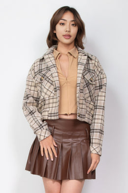 IRIS DESIGN Plaid Button-down Crop Jacket