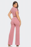 JULIA Front Twist Detail Top And Flare Pants Set