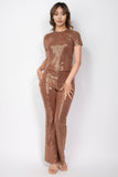 IRIS DESIGN Sequined Fit & Flare Midrise Pants