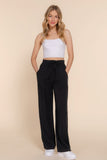 ACTIVE BASIC Elastic Waist Tencel Long Pants