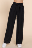 ACTIVE BASIC Elastic Waist Tencel Long Pants