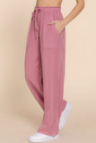 ACTIVE BASIC Elastic Waist Tencel Long Pants