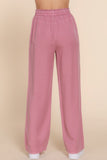 ACTIVE BASIC Elastic Waist Tencel Long Pants