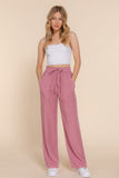 ACTIVE BASIC Elastic Waist Tencel Long Pants