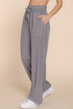 ACTIVE BASIC Elastic Waist Tencel Long Pants