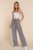 ACTIVE BASIC Elastic Waist Tencel Long Pants