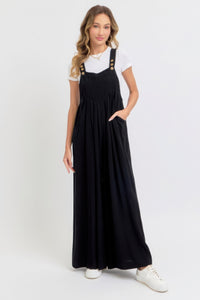 SWEET LOVELY Adjustable Strap Overall Wide Leg Jumpsuit