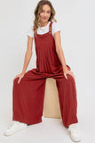 SWEET LOVELY Adjustable Strap Overall Wide Leg Jumpsuit