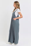 SWEET LOVELY Adjustable Strap Overall Wide Leg Jumpsuit