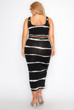 GIBIO Plus sleeveless tie dye stripe 2 piece skirt set