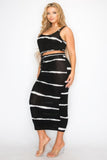 GIBIO Plus sleeveless tie dye stripe 2 piece skirt set