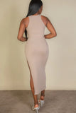 CAPELLA APPAREL Ribbed cropped top and maxi side slit skirt