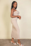 CAPELLA APPAREL Ribbed cropped top and maxi side slit skirt