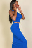 CAPELLA APPAREL Ribbed cropped top and maxi side slit skirt