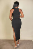 CAPELLA APPAREL Ribbed cropped top and maxi side slit skirt