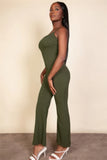 CAPELLA APPAREL Ribbed sleeveless wide leg jumpsuit