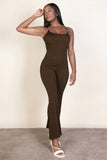 CAPELLA APPAREL Ribbed sleeveless wide leg jumpsuit