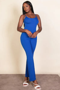 CAPELLA APPAREL Ribbed sleeveless wide leg jumpsuit