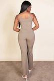 CAPELLA APPAREL Ribbed sleeveless wide leg jumpsuit