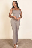 CAPELLA APPAREL Ribbed sleeveless wide leg jumpsuit