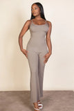 CAPELLA APPAREL Ribbed sleeveless wide leg jumpsuit