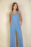 CAPELLA APPAREL Notched neck cami jumpsuit