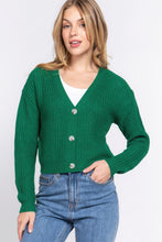 Load image into Gallery viewer, ACTIVE BASIC Long slv v-neck sweater cardigan