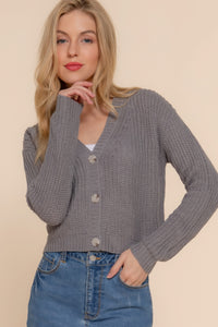 ACTIVE BASIC Long slv v-neck sweater cardigan