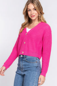 ACTIVE BASIC Long slv v-neck sweater cardigan