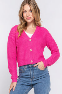 ACTIVE BASIC Long slv v-neck sweater cardigan