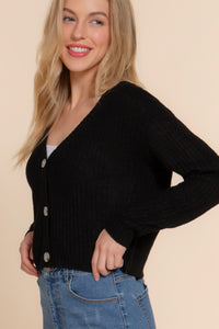 ACTIVE BASIC Long slv v-neck sweater cardigan