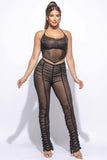 KTOO Halter Top Ruched Pants Set