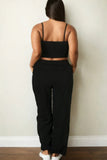 CAPELLA APPAREL Plus Bustier Crop Cami Top & Slant Pocket Straight Pants