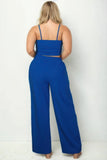 CAPELLA APPAREL Plus Bustier Crop Cami Top & Slant Pocket Straight Pants