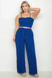 CAPELLA APPAREL Plus Bustier Crop Cami Top & Slant Pocket Straight Pants