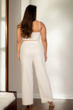 CAPELLA APPAREL Plus Bustier Crop Cami Top & Slant Pocket Straight Pants