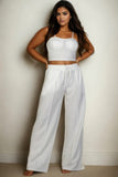 CAPELLA APPAREL Plus Bustier Crop Cami Top & Slant Pocket Straight Pants