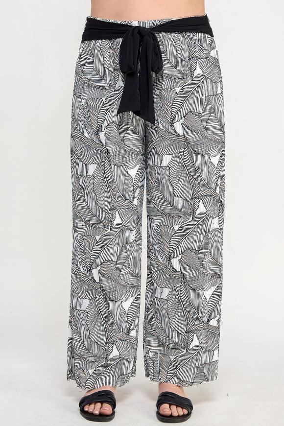 HAUTE FOX Plisse Palm Print Pants