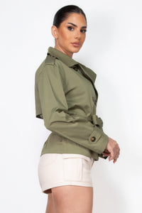 IRIS DESIGN Double-breasted Waist-tie Trench Coat