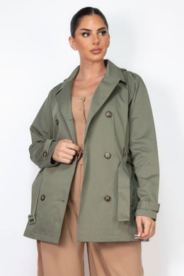 IRIS DESIGN Double-breasted Notch Belted Coat