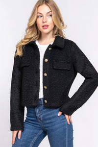 ACTIVE BASIC Long Slv Teddy Fleece Short Jacket